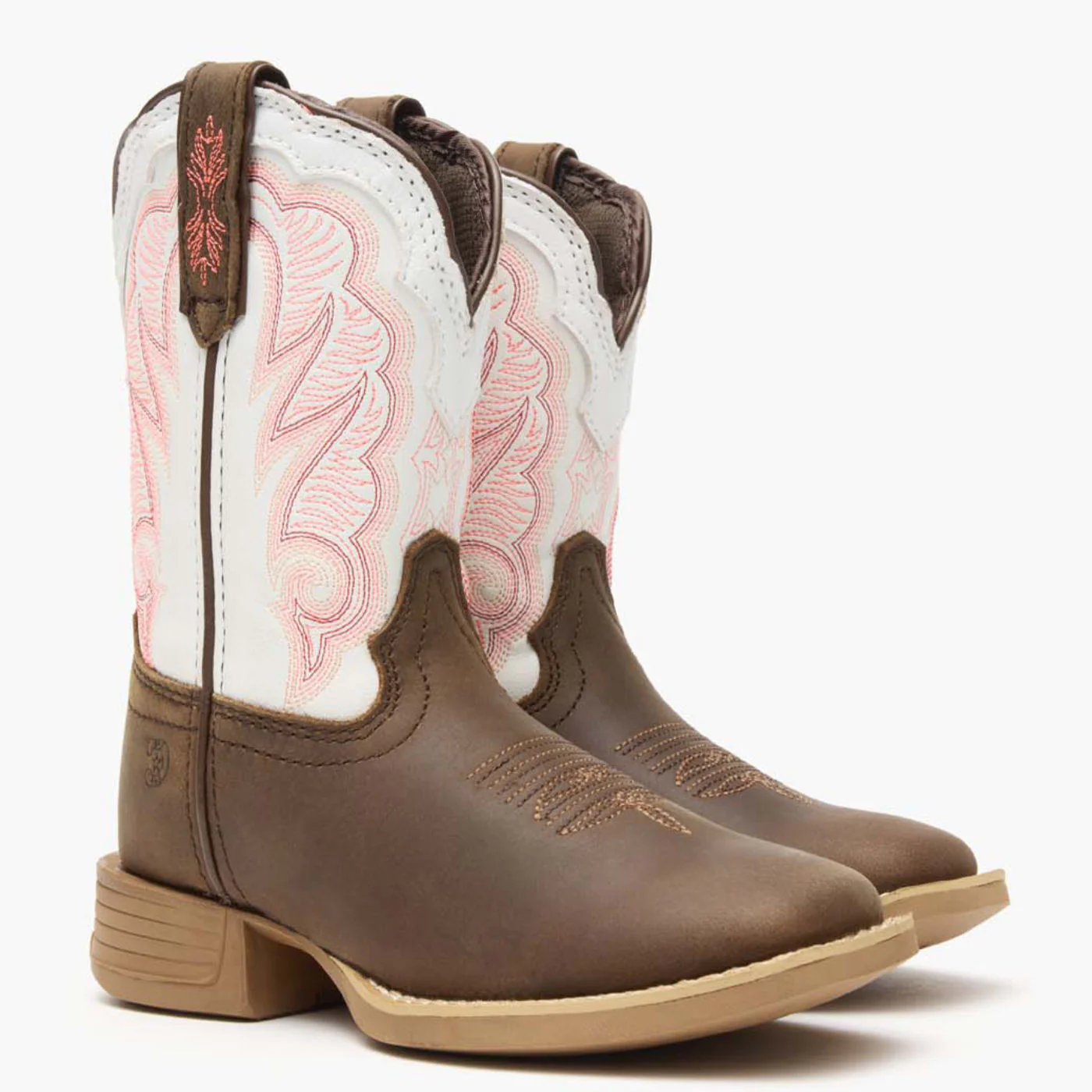 Durango® Lil' Rebel Pro™ Little Kid's Trail Brown and White Western Boot - Image 6