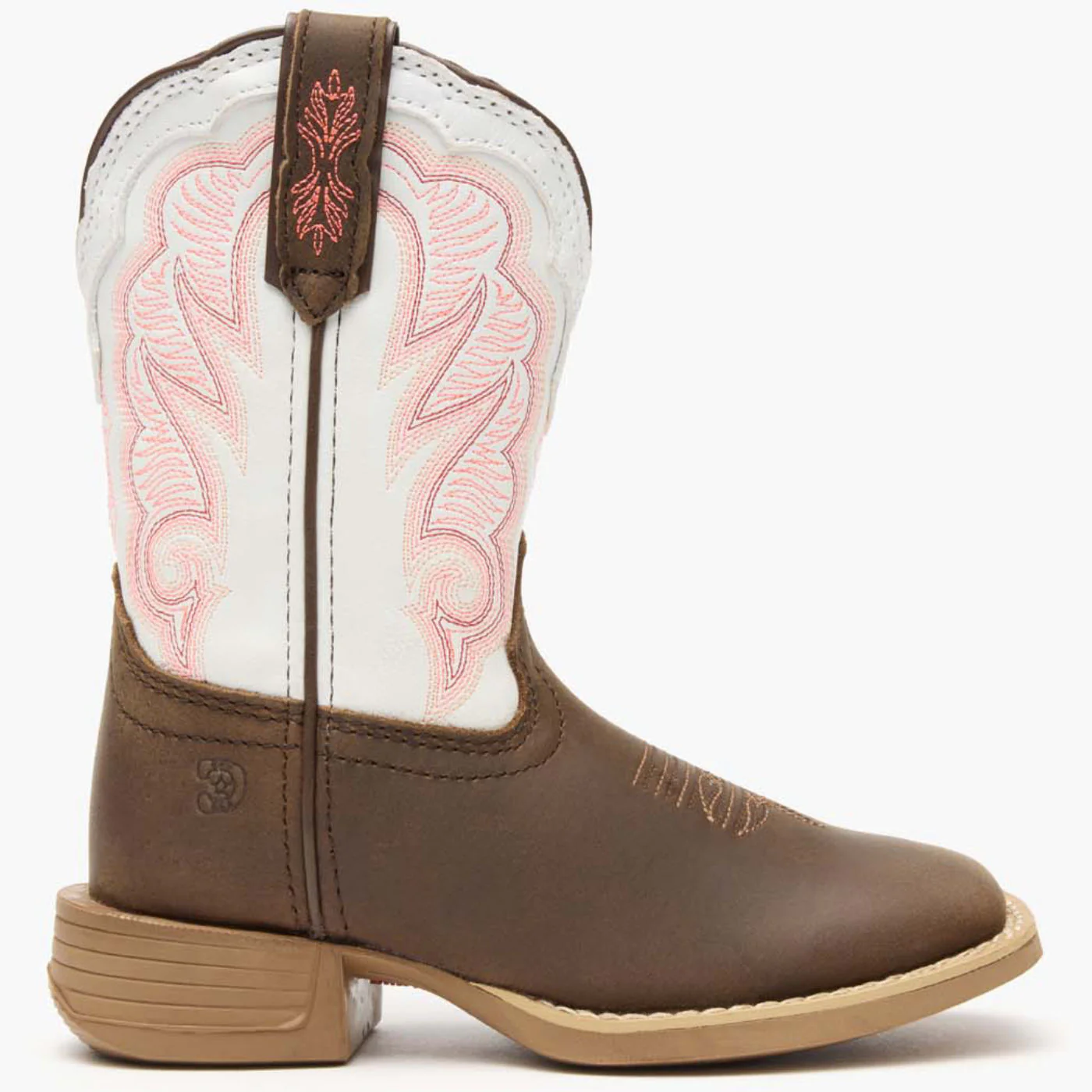 Durango® Lil' Rebel Pro™ Big Kid's Trail Brown and White Western Boot - Image 3
