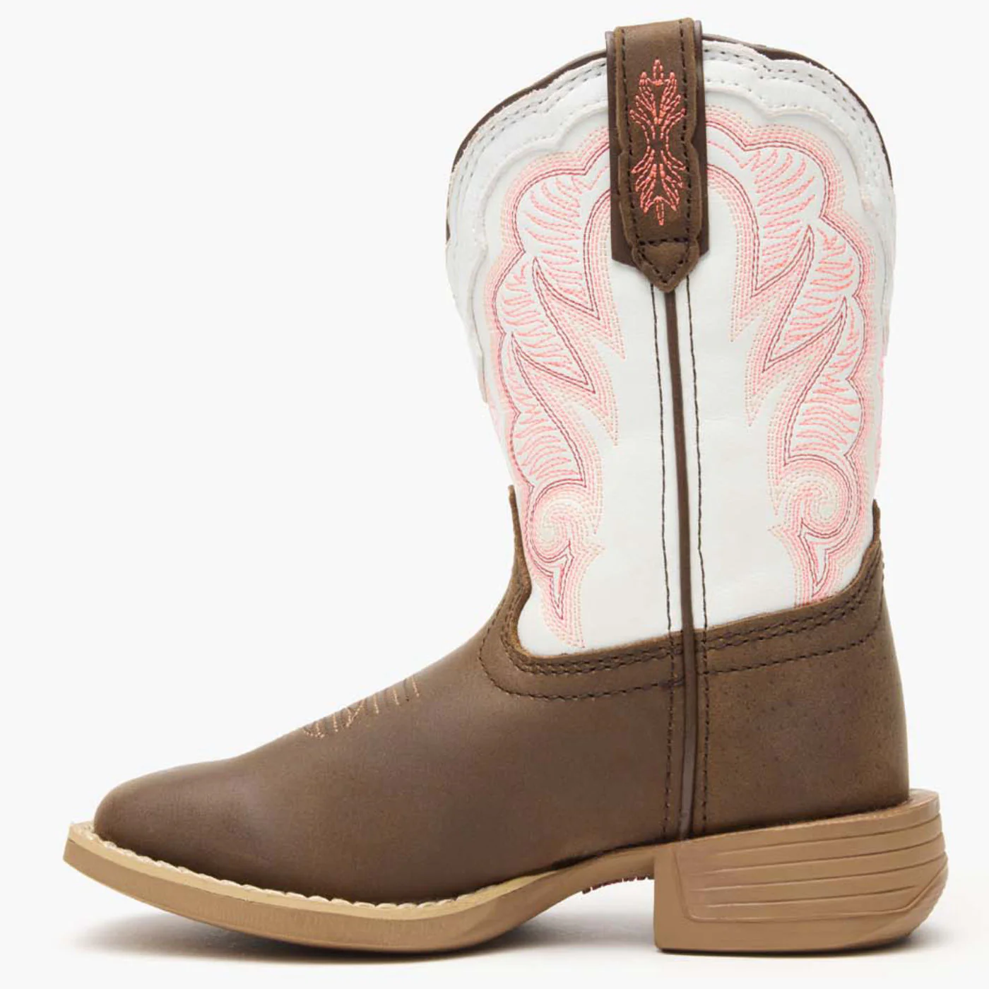 Durango® Lil' Rebel Pro™ Big Kid's Trail Brown and White Western Boot - Image 5